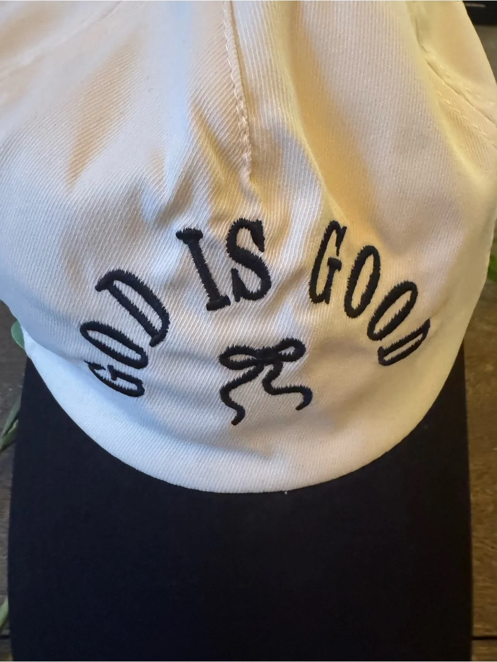 God Is Good Embroidered Baseball Cap - Cream &. Black  New